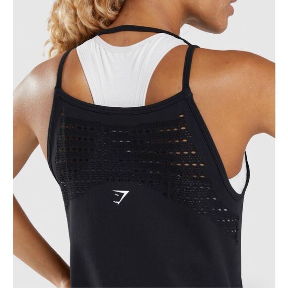 Gymshark TankโTop Womens Size Small Black Lasercut Athletic Activewear Gym - Picture 12 of 12
